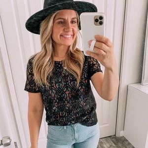 Colorful Lace Blouse Tee